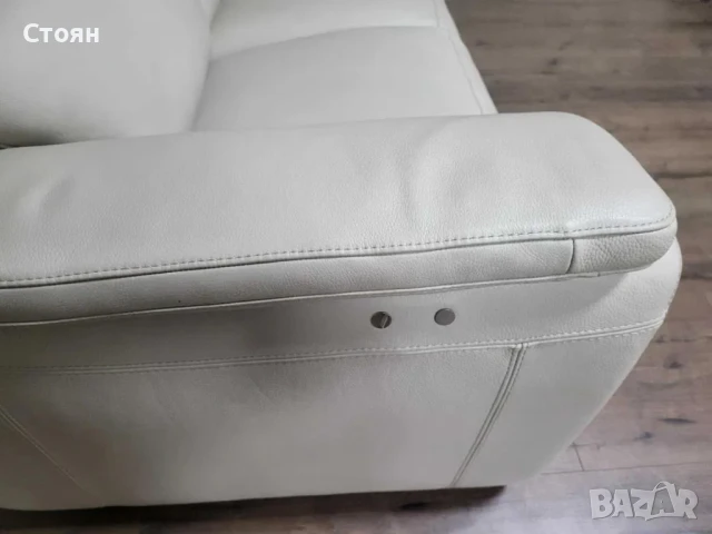 Италианкси кремав кожен диван двойка с електрически релакс механизъм, снимка 5 - Дивани и мека мебел - 50841489
