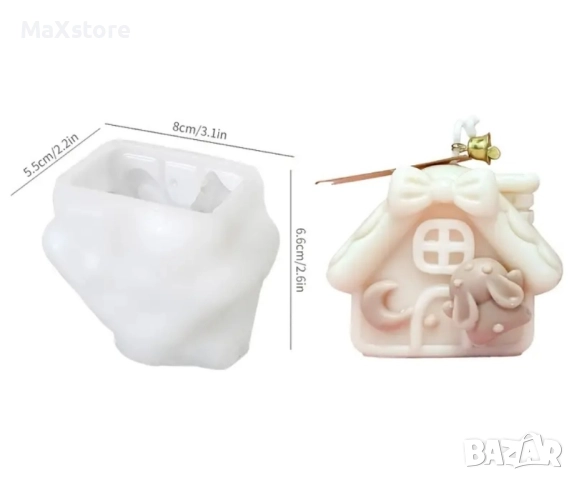 3D 2 модела Коледна къща къщичка Силиконов молд за свещи гипс сапун смола , снимка 6 - Форми - 52005148