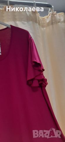  Едноцветна Дълга Макси Рокля в цвят марсала- размер 58!, снимка 5 - Рокли - 46385374