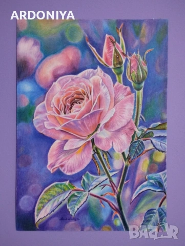 Роза картина, снимка 2 - Картини - 54279714