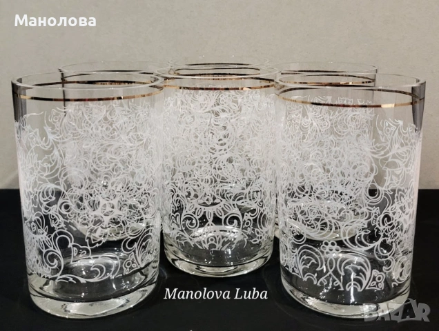 Ретро стъклени чаши дантела., снимка 2 - Сервизи - 53346224