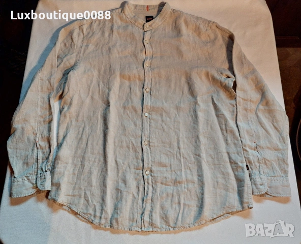 Мъжка ленена риза Boss XXL , снимка 2 - Ризи - 53386368