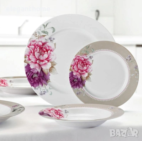 Сервиз за хранене от 18 части / Подходящ за употреба в микровълнова и миялна машина, снимка 3 - Сервизи - 43087102