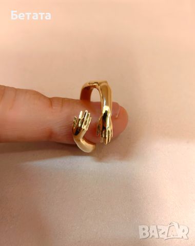 Златен пръстен с майчини ръце, красив златен пръстен, уникален пръстенрегулируем пръстен, 14К злато, снимка 2 - Пръстени - 45709939