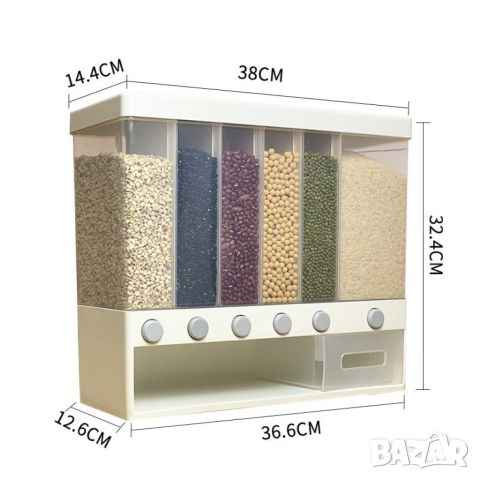Дозатор за съхранение на зърнени храни и подправки, снимка 6 - Аксесоари за кухня - 46359687