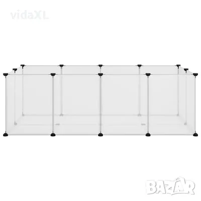 vidaXL Клетка за малки животни прозрачна 144x74x46,5 см PP и стомана(SKU:340572), снимка 4 - За кучета - 49418475