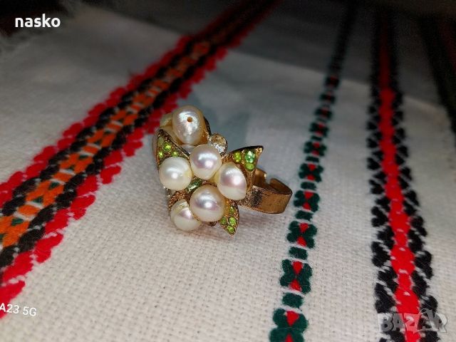 Дамски пръстен с перли, снимка 3 - Антикварни и старинни предмети - 46446968