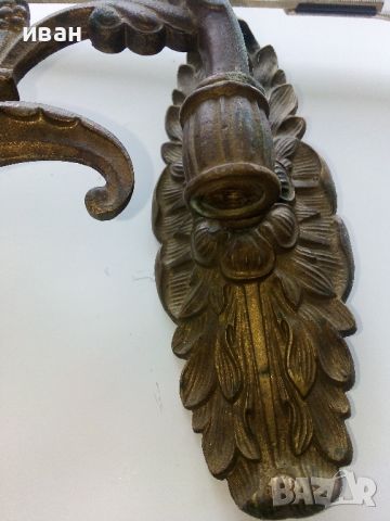 Стара газена лампа с голяма бронзова стойка за стена, снимка 13 - Антикварни и старинни предмети - 45885922