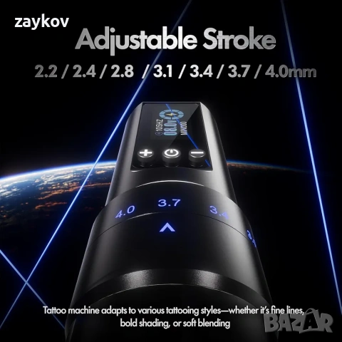 Комплект машини за татуировки INKin - Безжична машина за татуировки с батерия 1600 mAh, снимка 4 - Друга електроника - 53934922