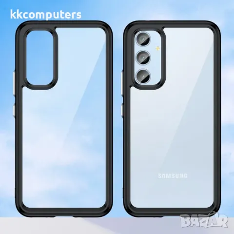 Калъф силикон Shock Прозрачен /Синя рамка/ за Samsung A54 5G Баркод : 3131346, снимка 1 - Калъфи, кейсове - 48717628