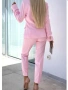 Дамски Елегантен Светло Розов Костюм с Копчета, снимка 2