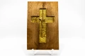 Релефен дървен кръст в смола от дъб с позлатен инкрустиран кръст, снимка 4