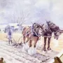 Декоративна порцеланова чиния с тема Working Horses - Autumn - Ploughing , снимка 3