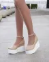 Обувки на платформа - бежова кожа с бяло ходило - 125K, снимка 1