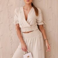Дамски комплект панталон от две части и блуза, 4цвята , снимка 11 - Комплекти - 45629043