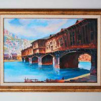 Петър Морозов, ”Покритият мост в Ловеч”, картина, снимка 1 - Картини - 45341513