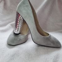 Сиви обувки на атрактивен ток, снимка 6 - Дамски елегантни обувки - 45384208