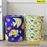 Детски кош за пране и играчки от ленен памук и водоустойчива материя - КОД 3287, снимка 7 - Други - 44956478