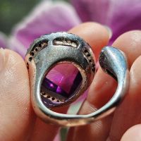 Красив сребърен пръстен с Пурпурен Аметист , снимка 5 - Пръстени - 45113345