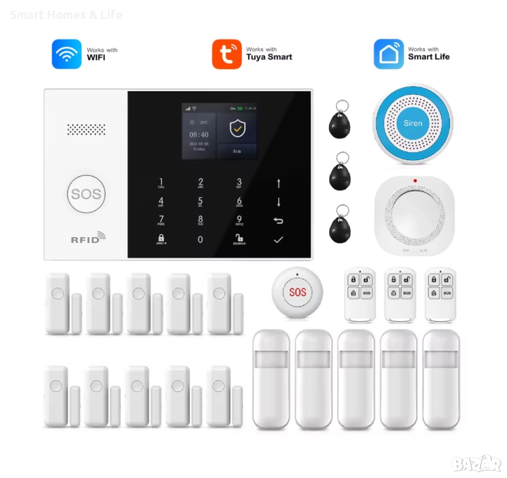 WiFi / GSM Смарт професионална Алармена система PRO+++, снимка 1