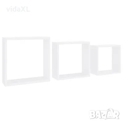 vidaXL Стенни кубични рафтове, 3 бр, бели, МДФ(SKU:323949), снимка 1