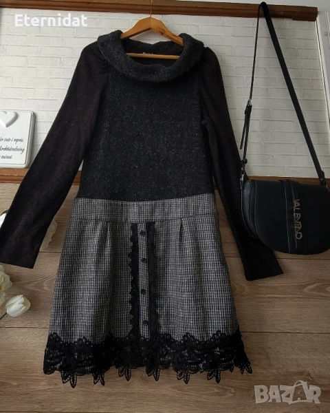 Зимна елегантна рокля с дантела , снимка 1