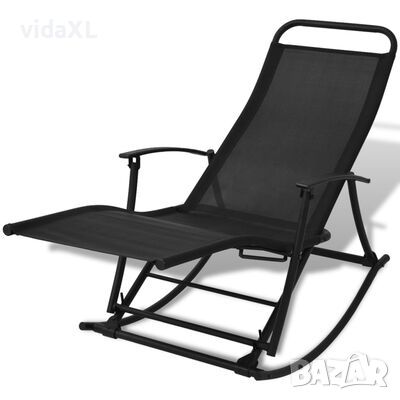 vidaXL Градински люлеещ се стол, стомана и textilene, черен(SKU:42158, снимка 1