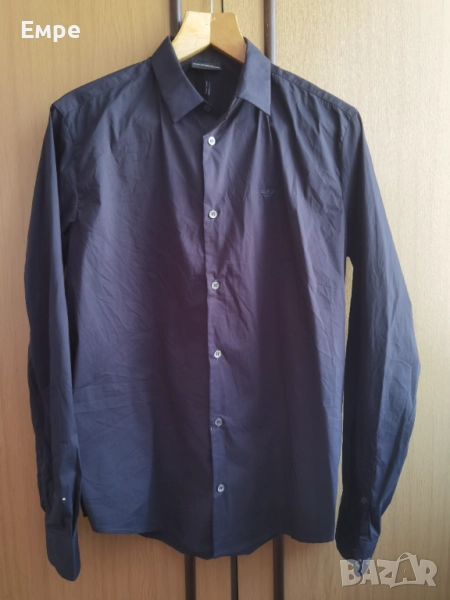 Тъмносиня риза Emporio Armani Slim Fit XL, 100% памук, снимка 1