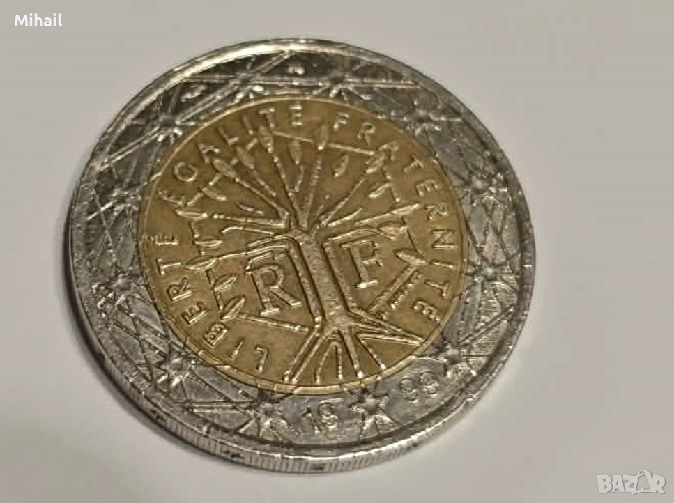 2 евро Френска монета с Дървото на живота 1999, снимка 1