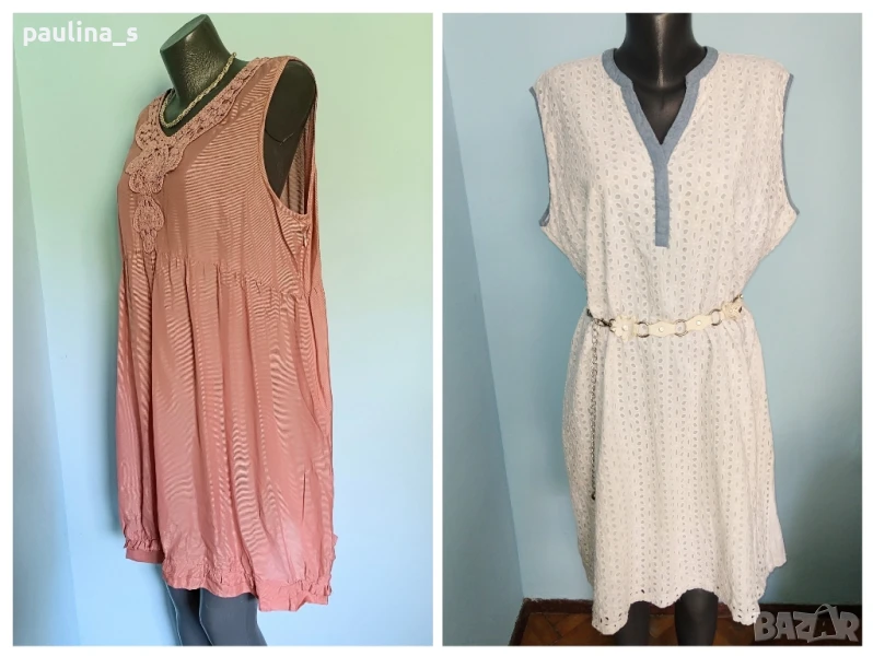 Два броя / Маркова рокля тип туника с дантела / голям размер , снимка 1