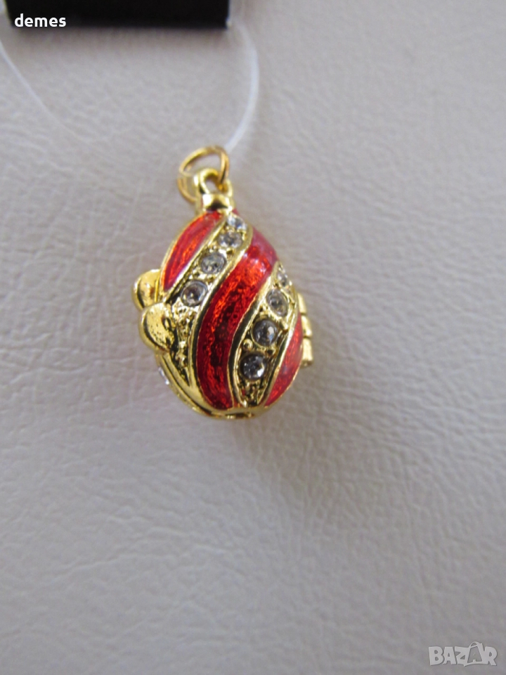 Фино дамско колие с висулка- Яйце Фаберже, ново, снимка 1