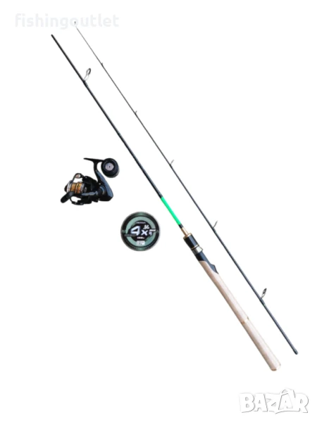 Лайт спининг комплект - въдица, макара и плетено влакно 0.06мм, снимка 1