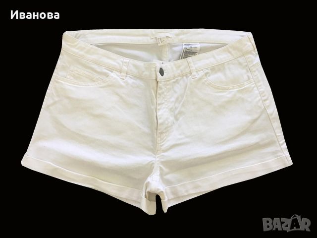 H&M Къси бели памучни дънкови панталонки, снимка 1