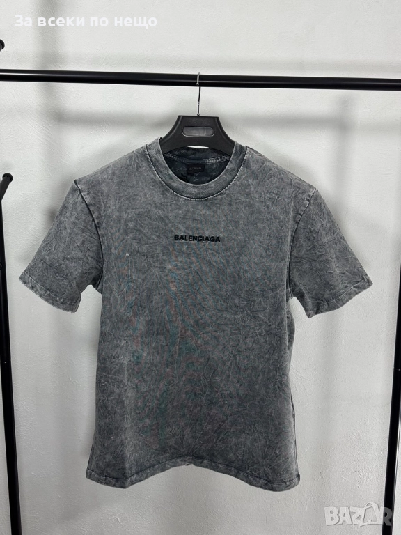 Balenciaga Мъжка Сива Тениска С Бродирано Лого👕Мъжка Блуза С Къс Ръкав В Сив Цвят Код V.B.53, снимка 1