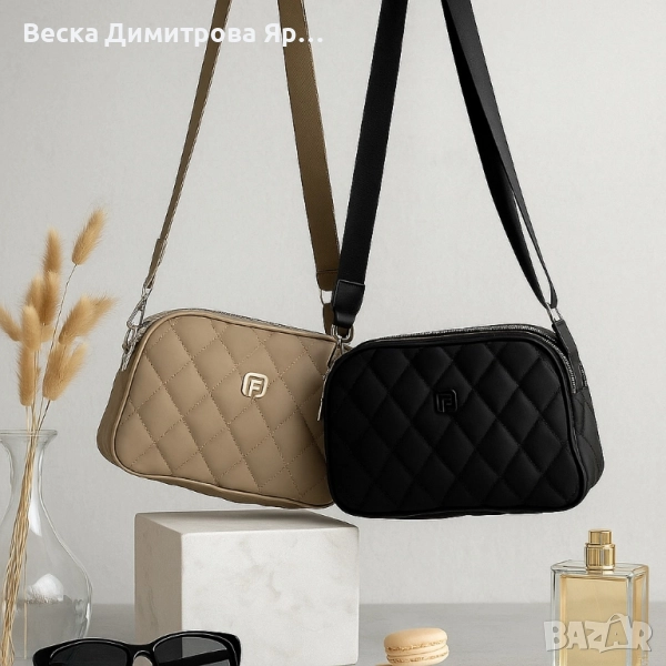 Капитонирана дамска чанта през рамо, снимка 1