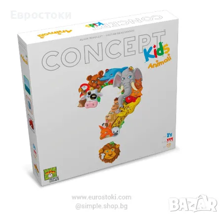 Asmodee Concept Kids: Animali (животни), настолна игра за 2-12 играча, 4+ години, италианско издание, снимка 1