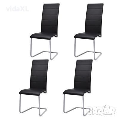 vidaXL Конзолни трапезни столове, 4 бр, черни, изкуствена кожа(SKU:246194, снимка 1