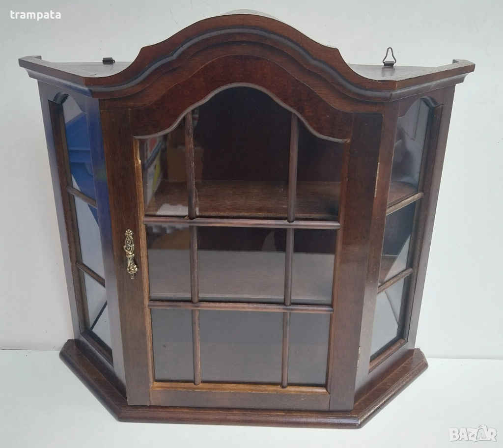 НАЙ ДОБРАТА ОФЕРТА Стара немка дървена Витрина ,етажерка,шкаф за стена , снимка 1