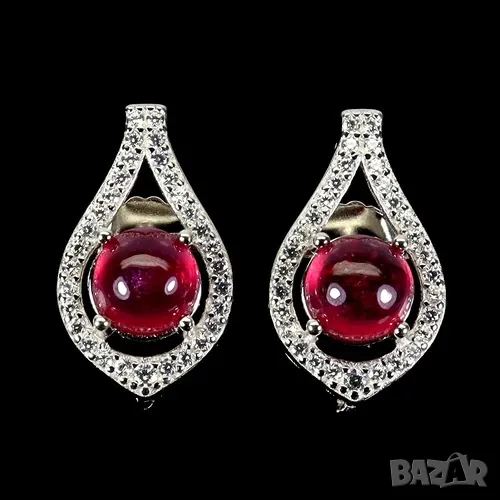 925 сребърни обеци с 6мм натурален рубин подходящи за подарък, снимка 1