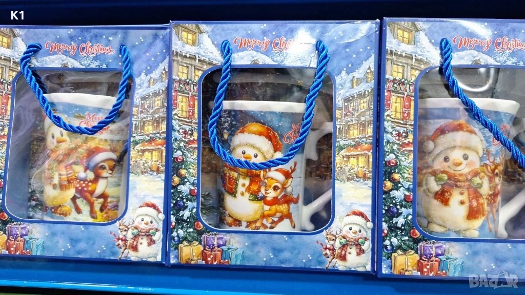 Коледен сет чаша на снежен човек с лъжица, снимка 1