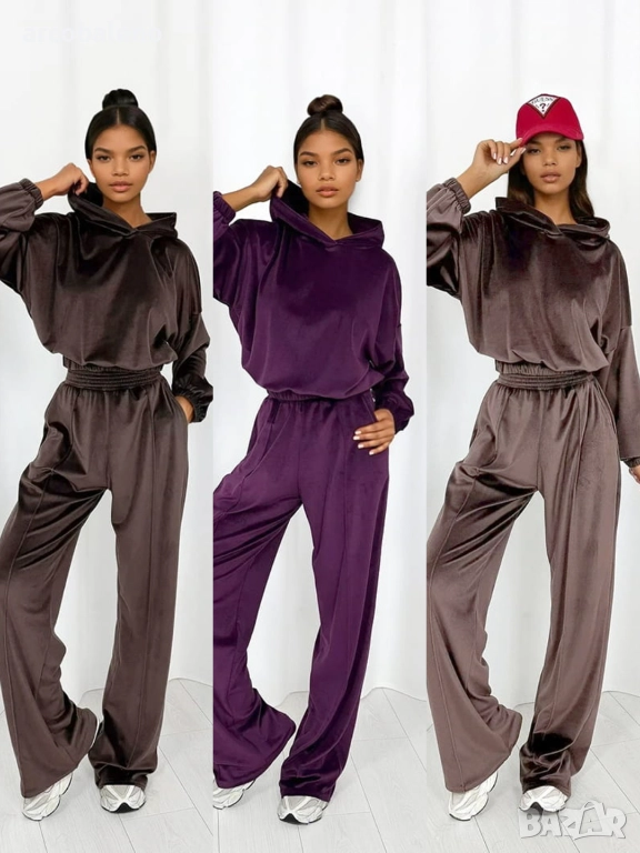 Дамски велурен комплект от две части Cloud, 3цвята , снимка 1