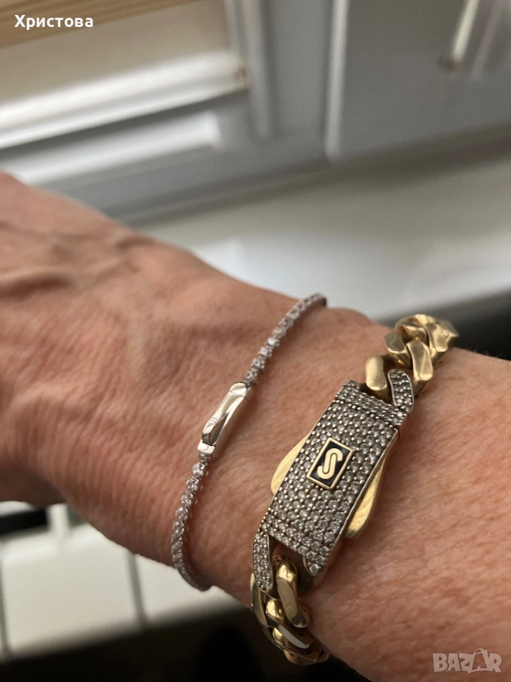 Златна тенис гривна 3,08гр.,14к, снимка 1