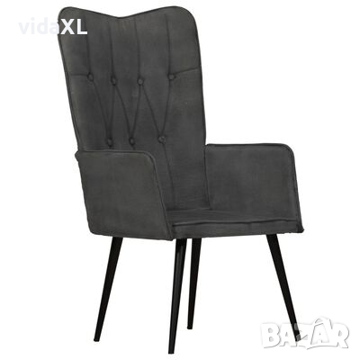 vidaXL Wingback стол, черен, канава（SKU:339654, снимка 1