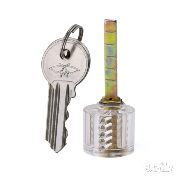 Прозрачна обучителна ключалка с 5 щифта – американски тип, снимка 1