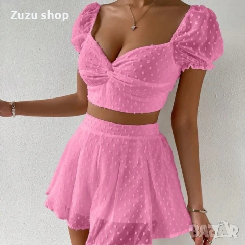 Дамски комплект - топ с гол гръб и къс панталон, снимка 4 - Комплекти - 50783607