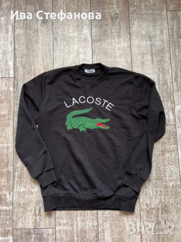 Унисекс  черна спортна оригинлна памучна 100 % памук блуза Lacoste Лакоста