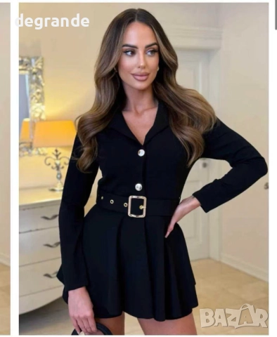 Черен дамски гащеризон с коланче