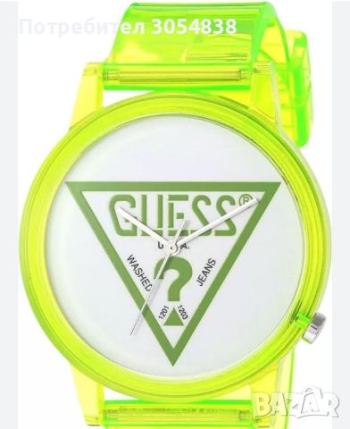 Guess Originals - Унисекс часовник с полупрозрачна каишка, Лайм

, снимка 2 - Дамски - 46432530
