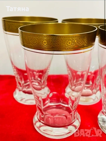 5 кристални чаши серия "CONCORDE", 24-каратно злато, THERESIENTHAL, снимка 6 - Други ценни предмети - 53125306