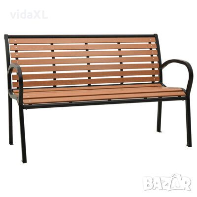 vidaXL Градинска пейка черно и кафяво 116 см стомана и WPC（SKU:319579